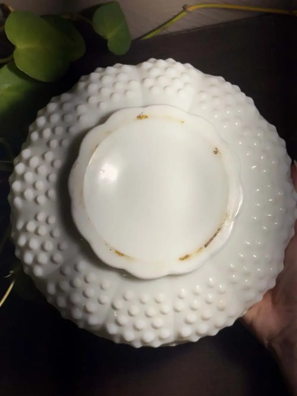 Vintage Fenton White Milk Glass Hobnail Ashtray and Chip/Dip Bowl